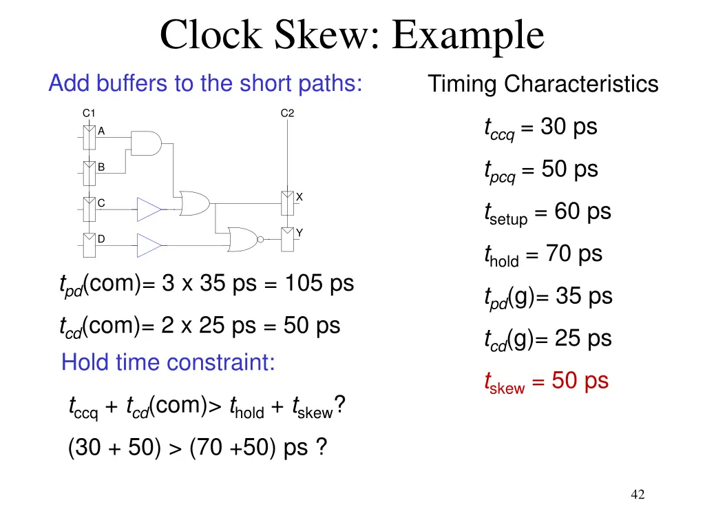 clock skew example add buffers to the short paths