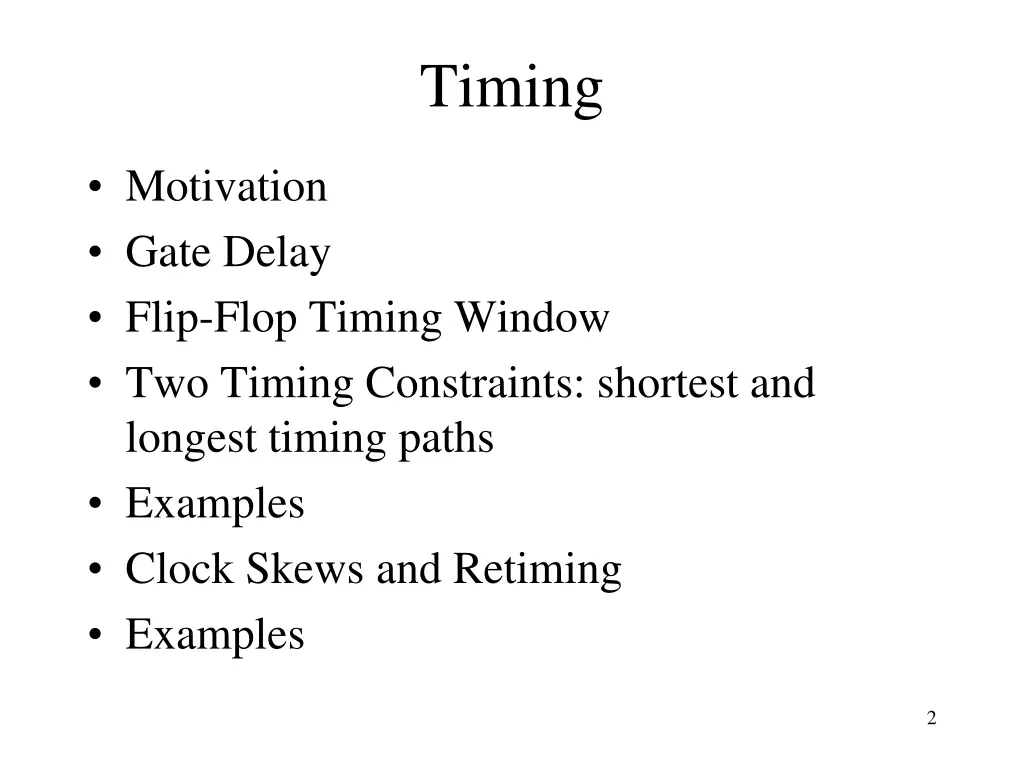 timing