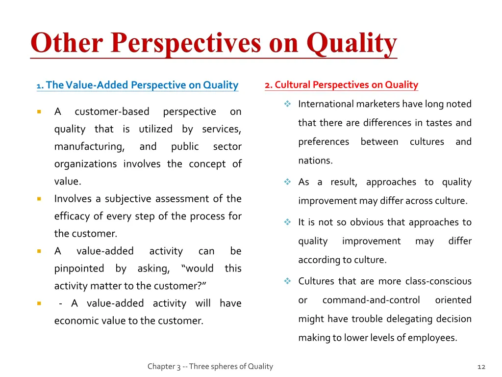 1 the value added perspective on quality