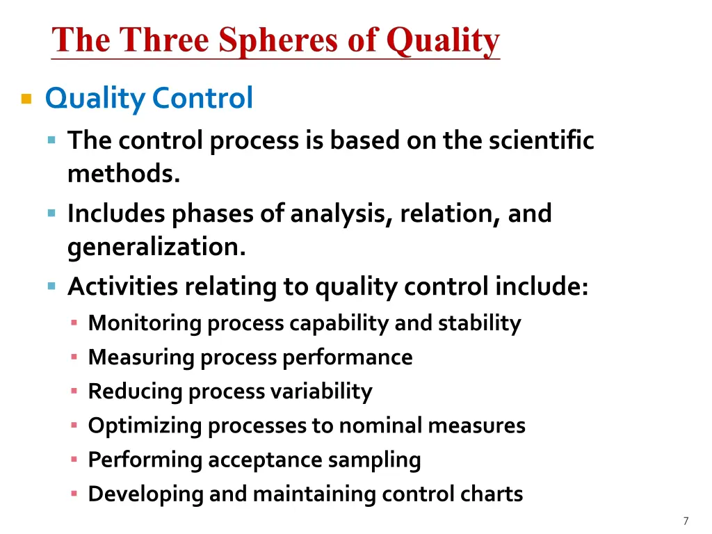 quality control the control process is based