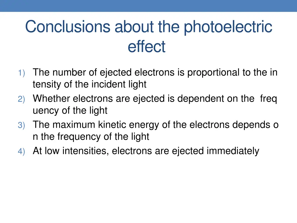 conclusions about the photoelectric effect 1