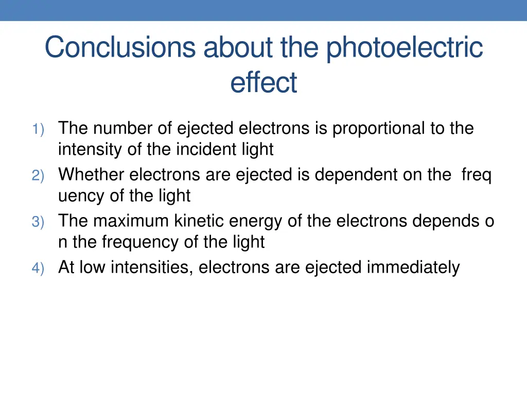 conclusions about the photoelectric effect