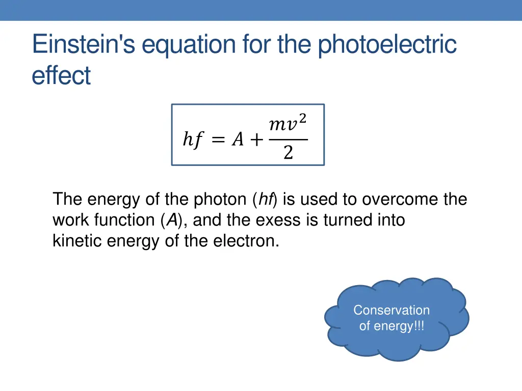 einstein s equation for the photoelectric effect