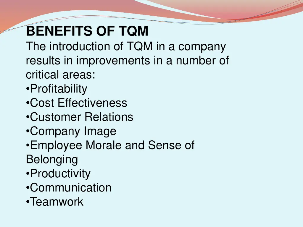 benefits of tqm the introduction
