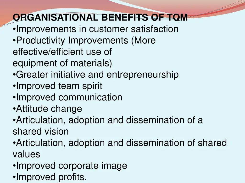 organisational benefits of tqm improvements
