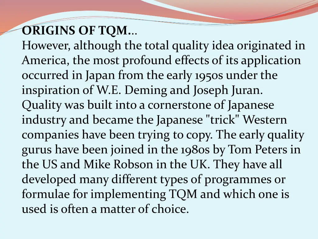 origins of tqm however although the total quality