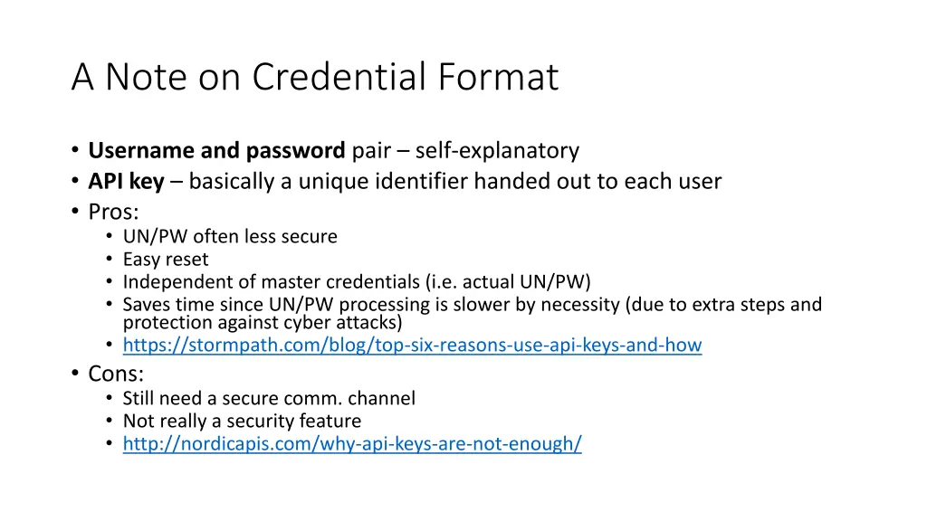 a note on credential format