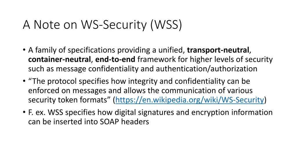 a note on ws security wss