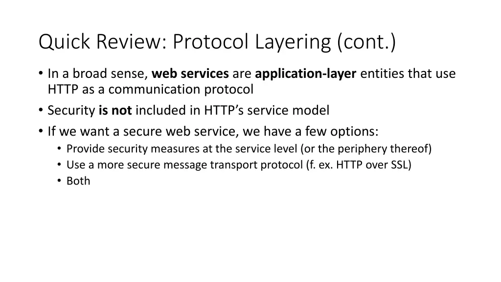 quick review protocol layering cont