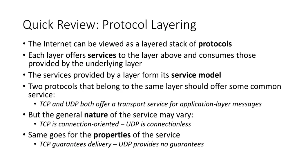 quick review protocol layering