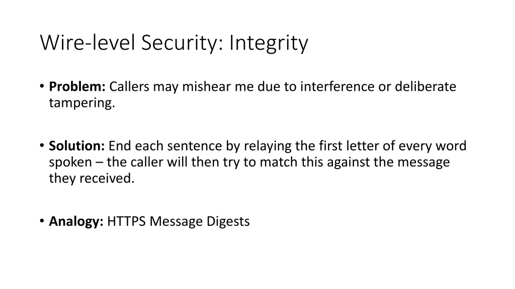 wire level security integrity