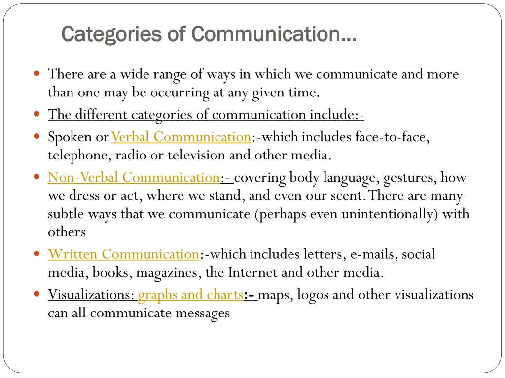 categories of communication categories