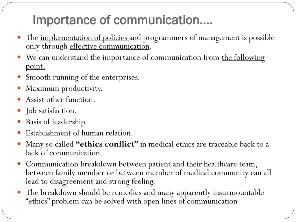 importance of communication importance