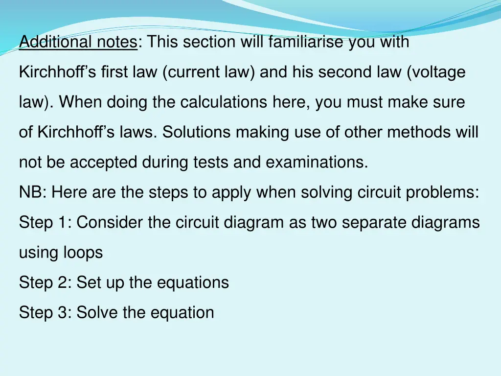 additional notes this section will familiarise