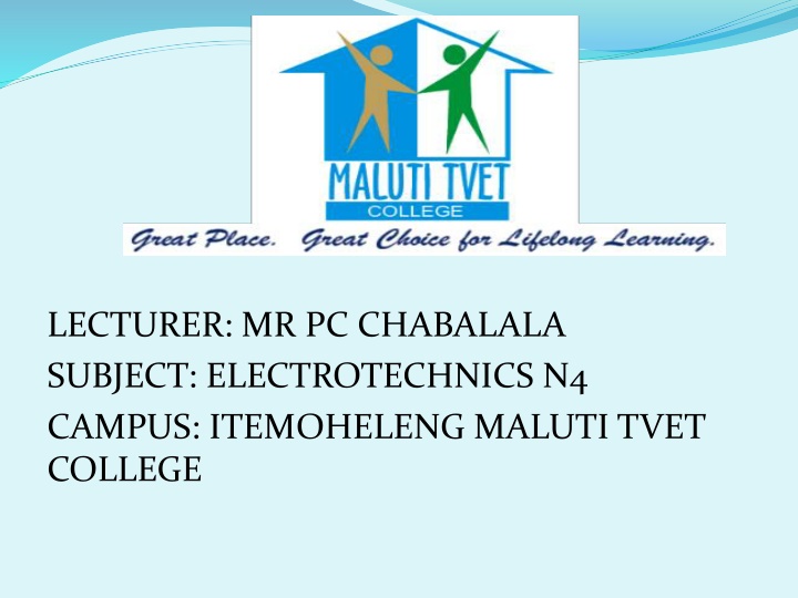 lecturer mr pc chabalala subject electrotechnics