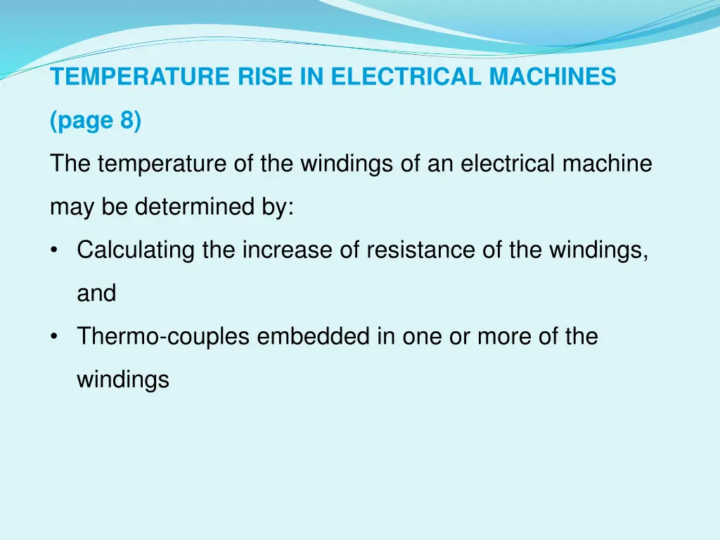 temperature rise in electrical machines