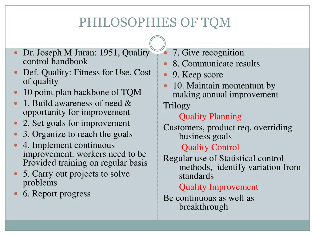 philosophies of tqm 1