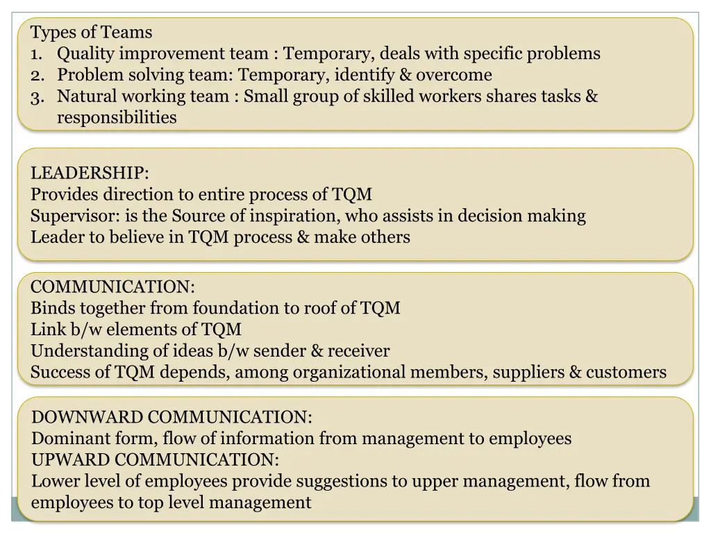 types of teams 1 quality improvement team