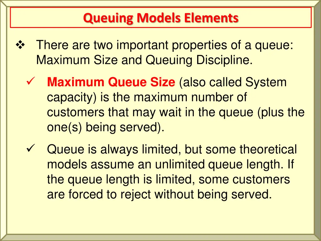 queuing models elements 2