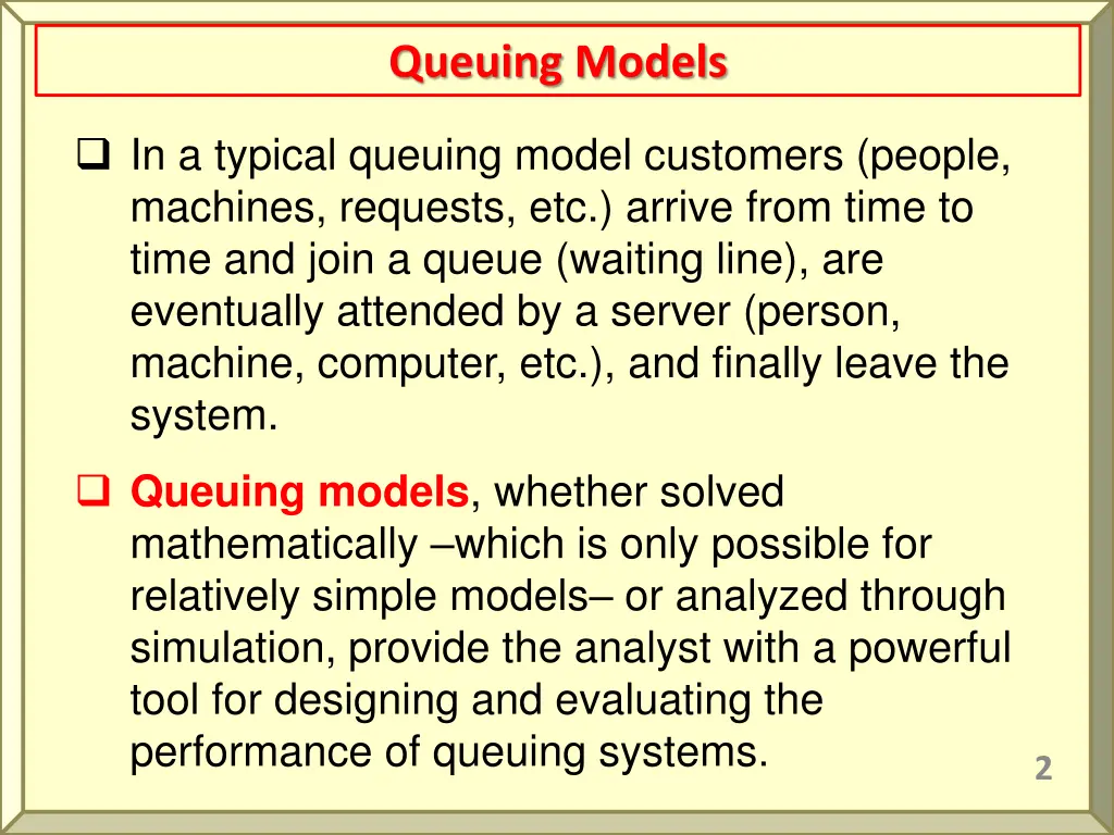 queuing models