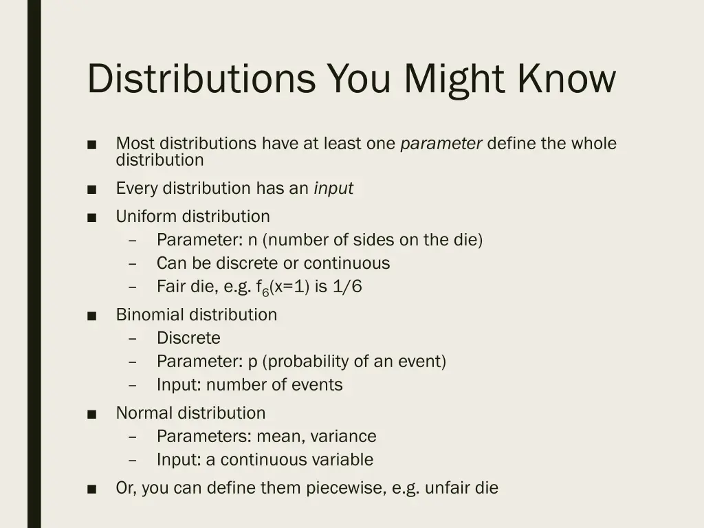 distributions you might know