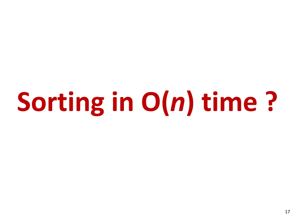sorting in o n time