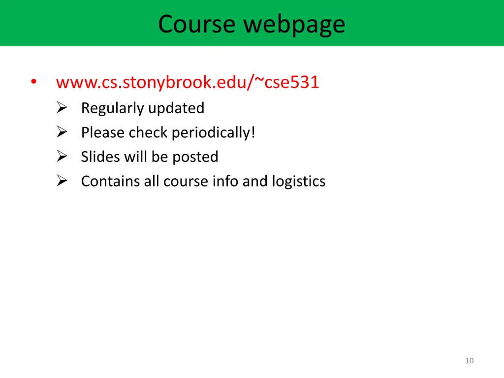 course webpage