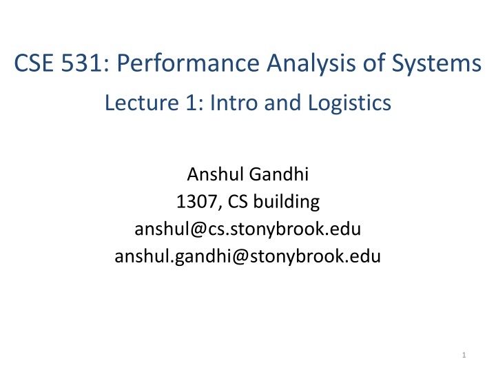 cse 531 performance analysis of systems