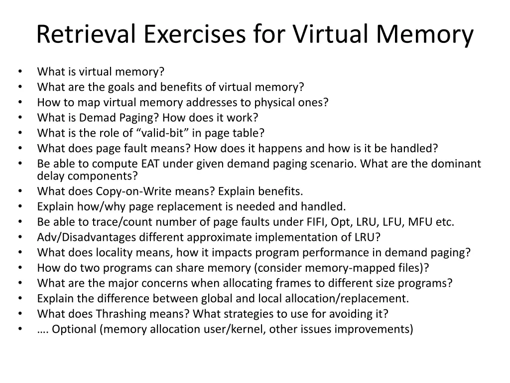 retrieval exercises for virtual memory