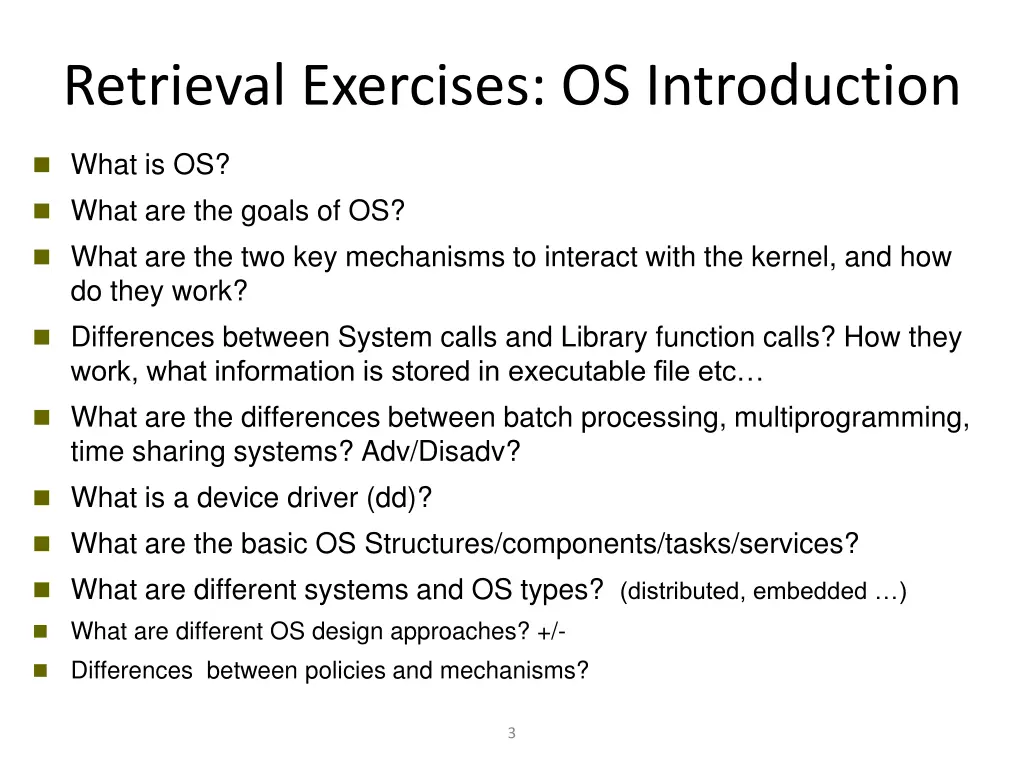 retrieval exercises os introduction