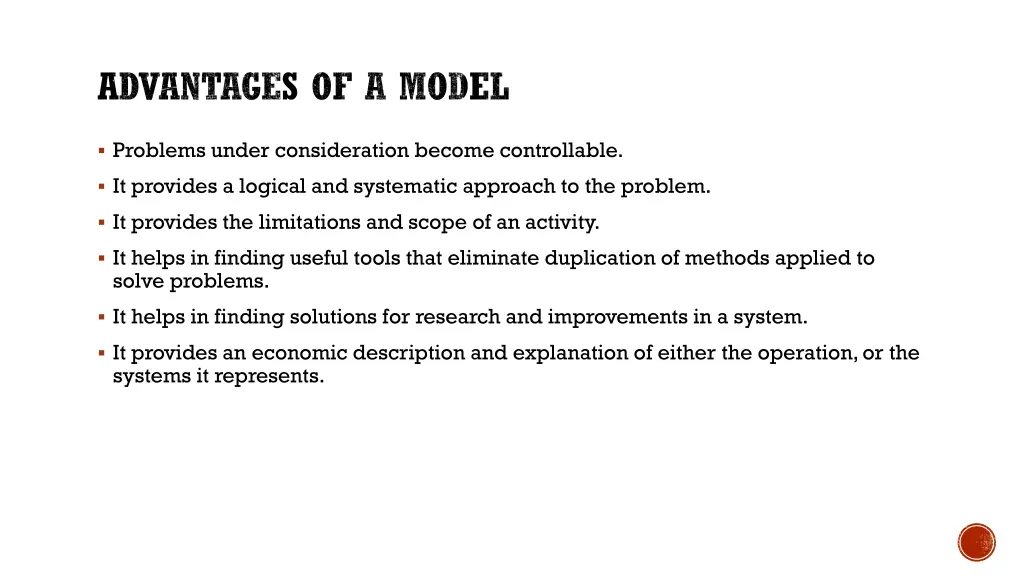 advantages of a model