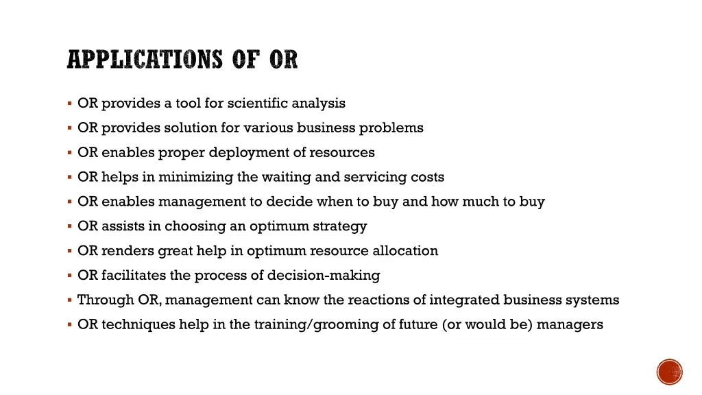 applications of or