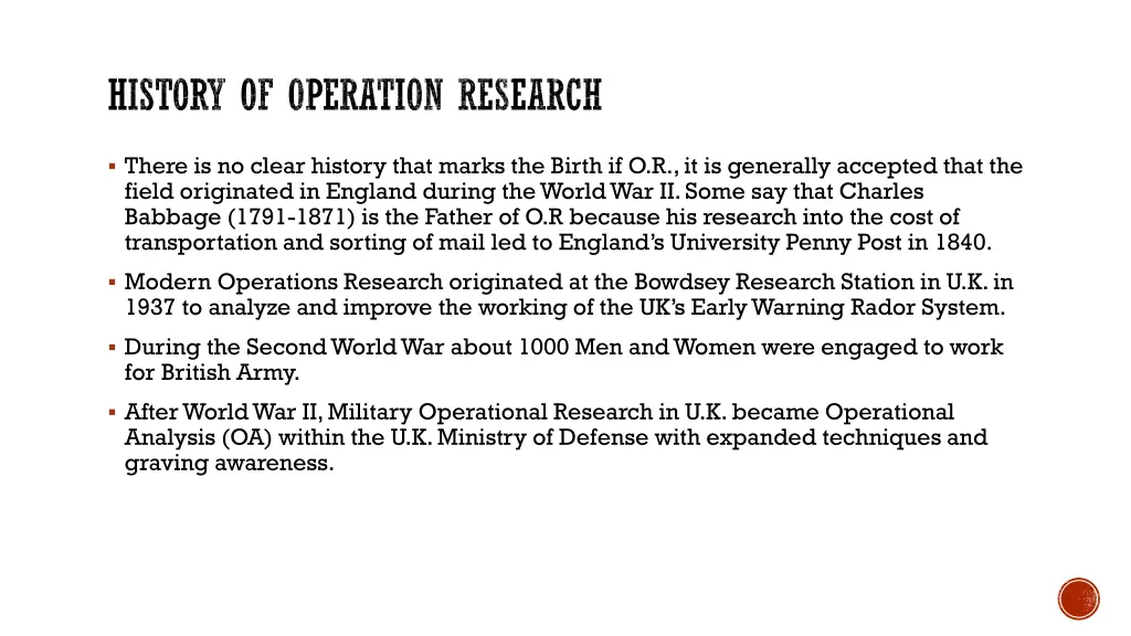 history of operation research