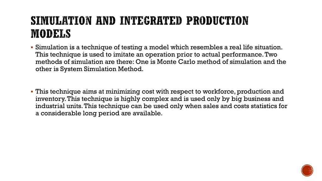 simulation and integrated production models