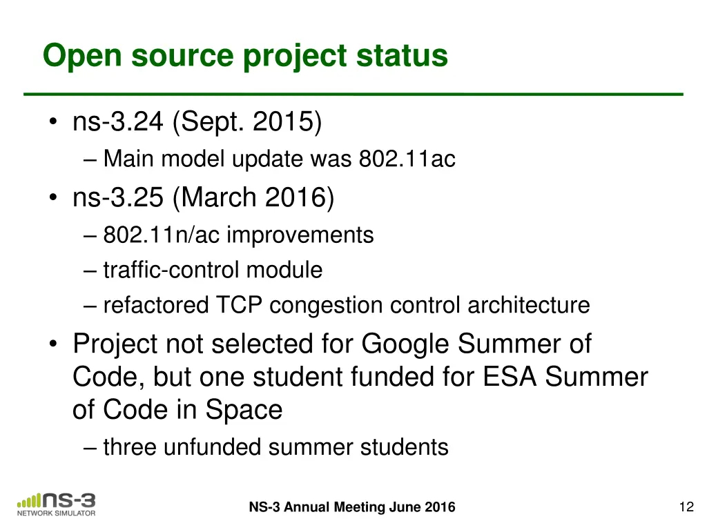 open source project status