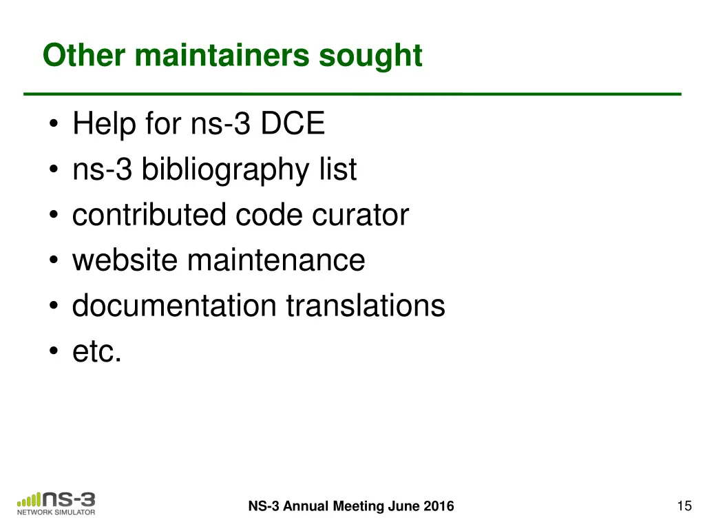 other maintainers sought