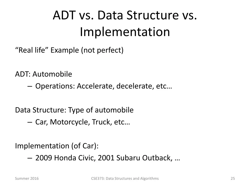 adt vs data structure vs implementation