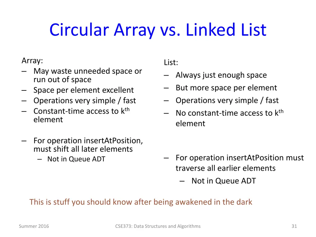 circular array vs linked list