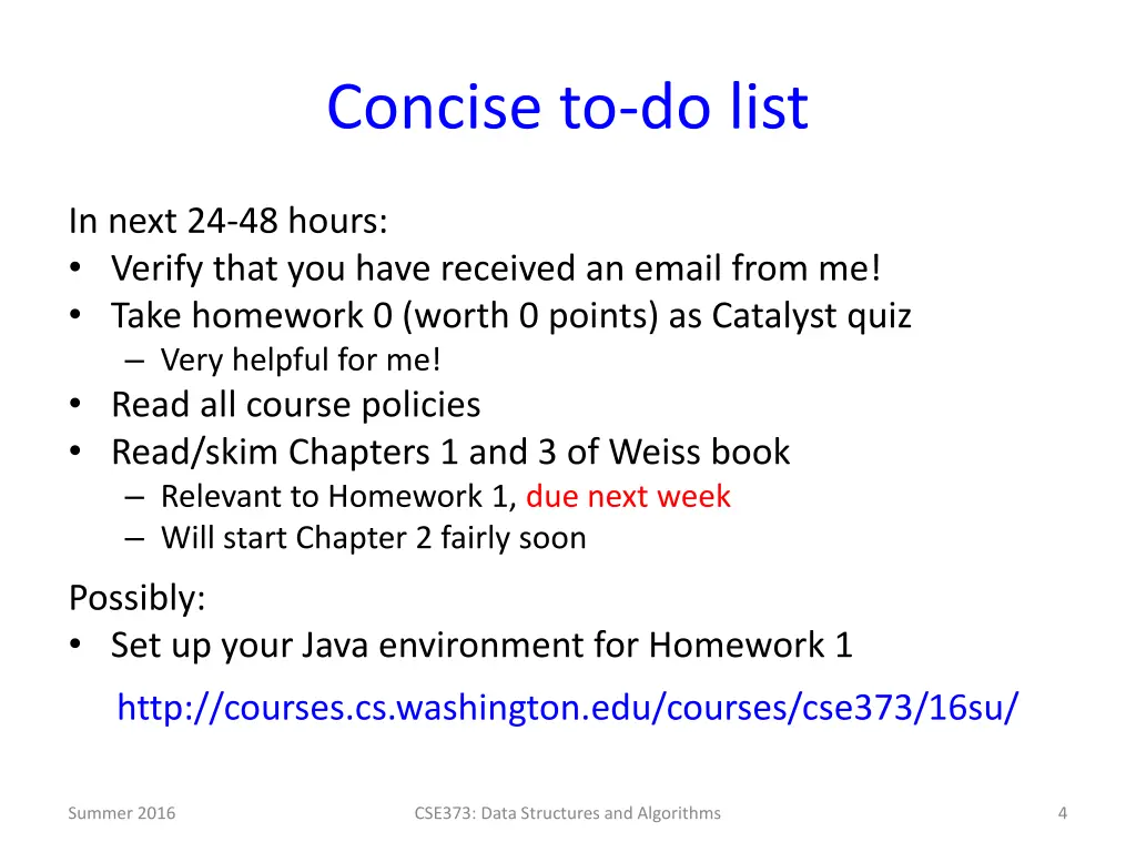 concise to do list
