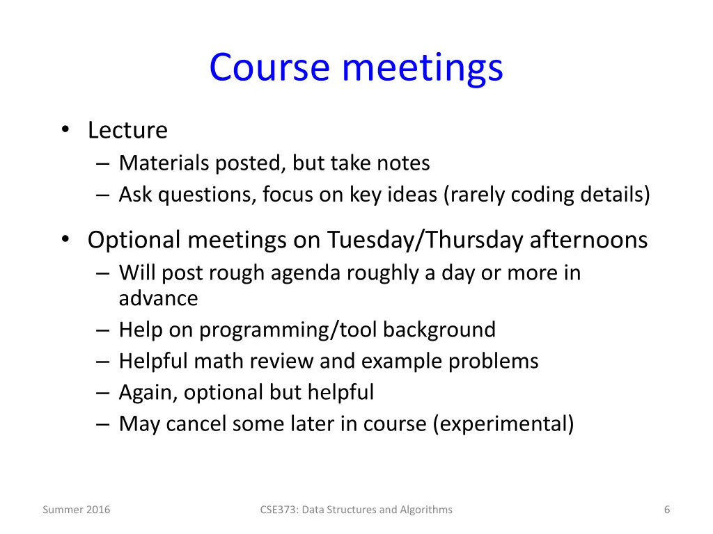 course meetings
