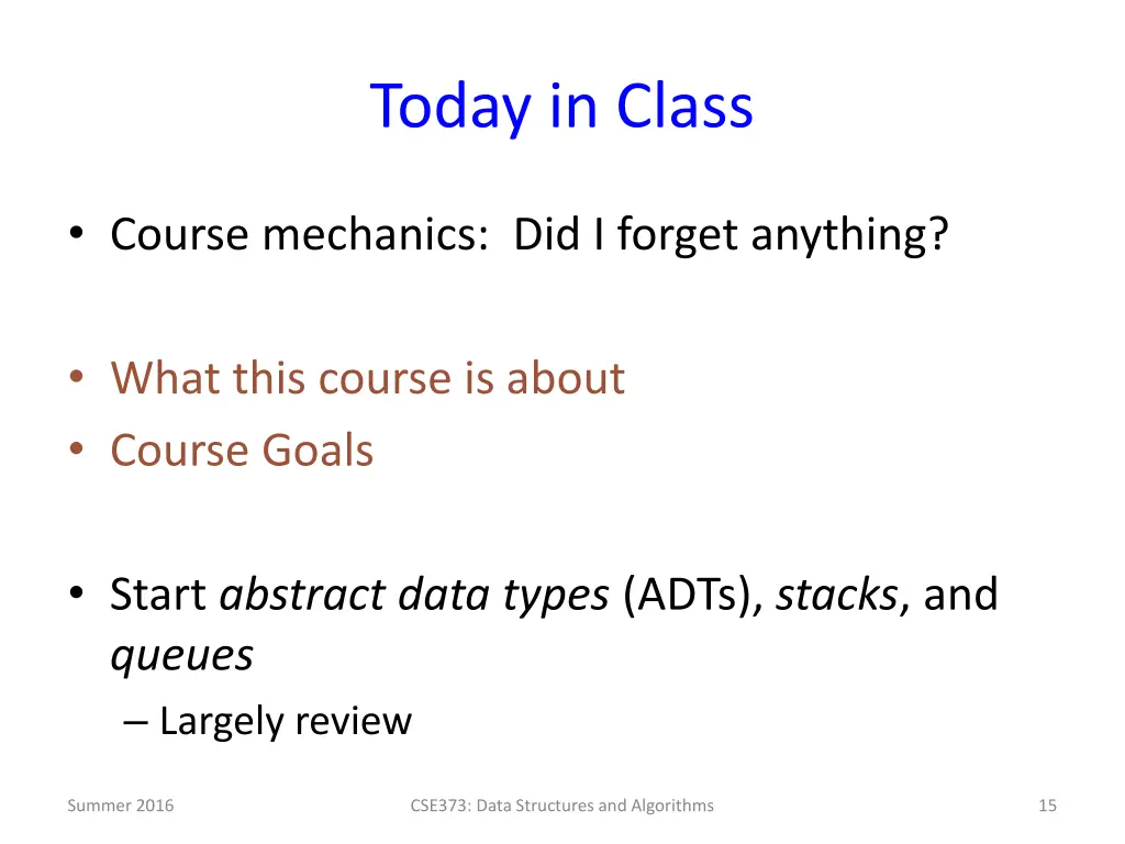 today in class
