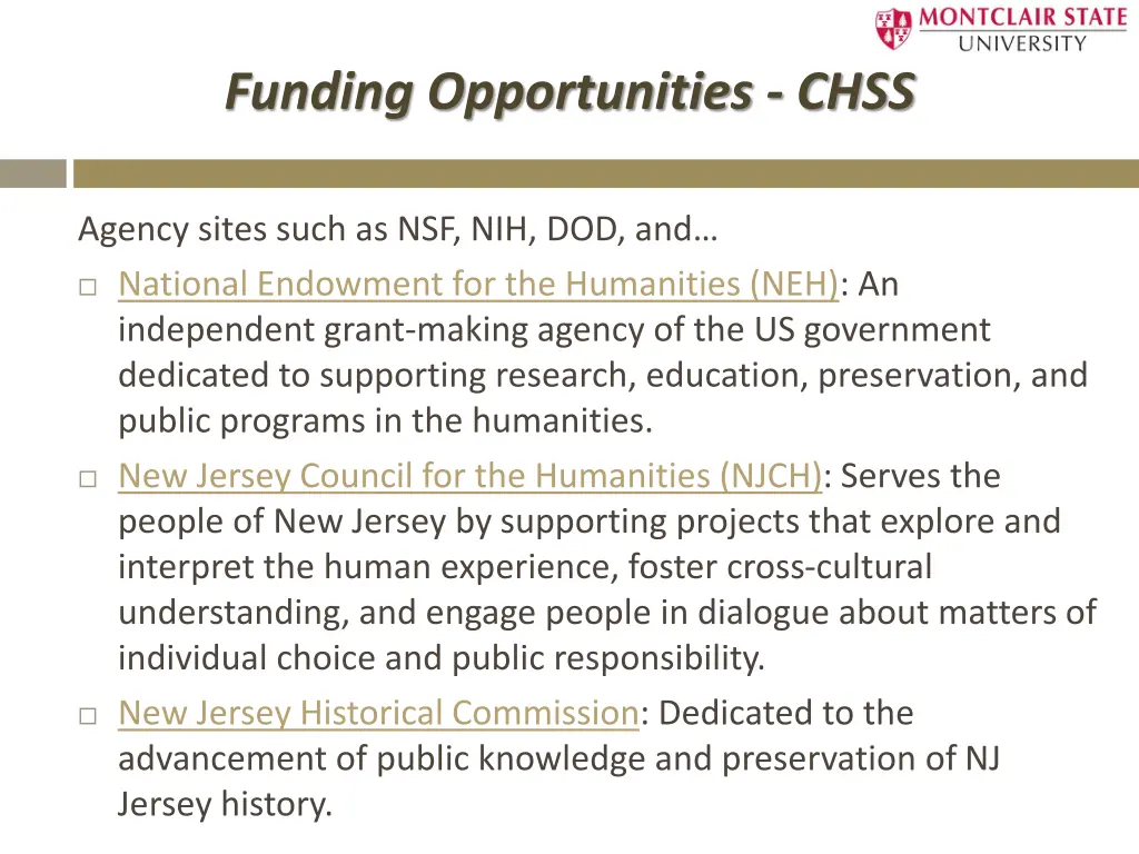 funding opportunities chss
