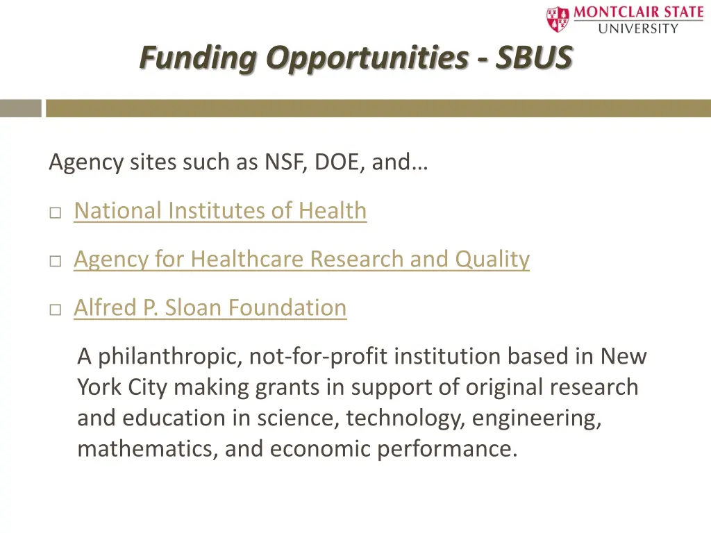 funding opportunities sbus