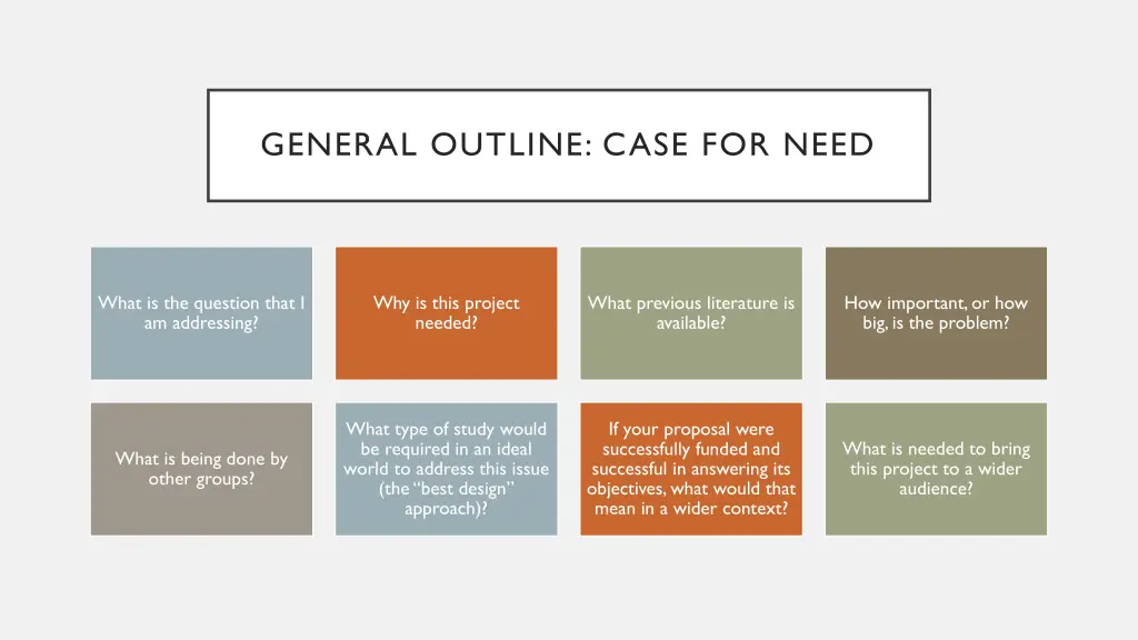 general outline case for need