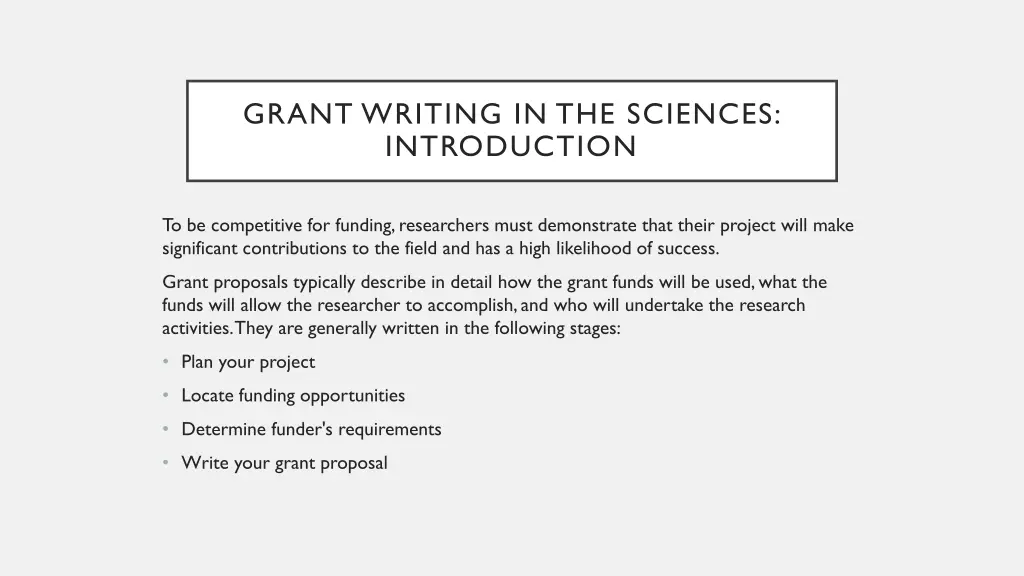 grant writing in the sciences introduction