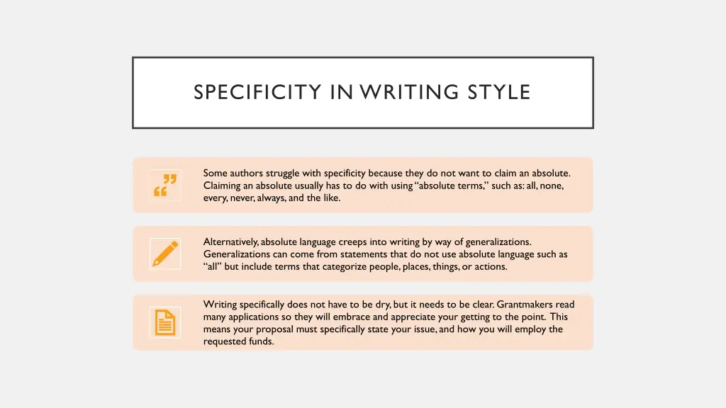 specificity in writing style