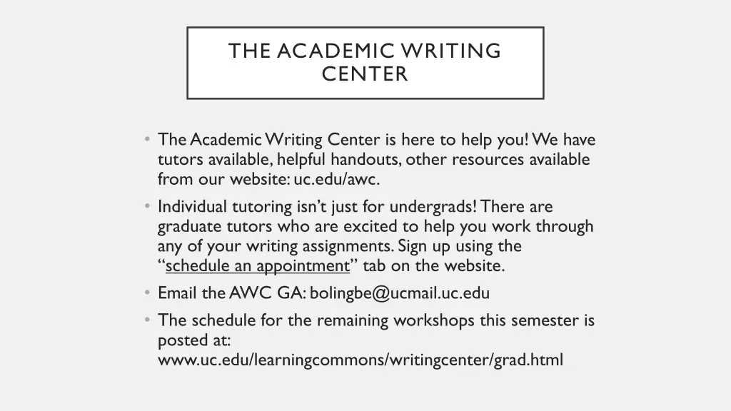 the academic writing center