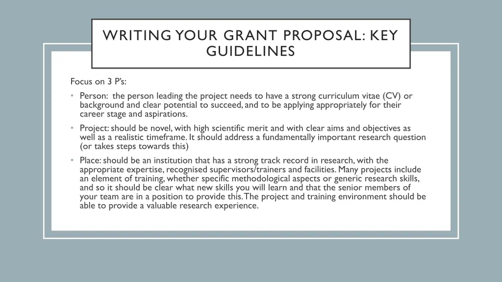 writing your grant proposal key guidelines
