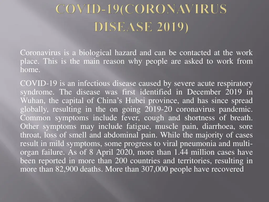 coronavirus is a biological hazard