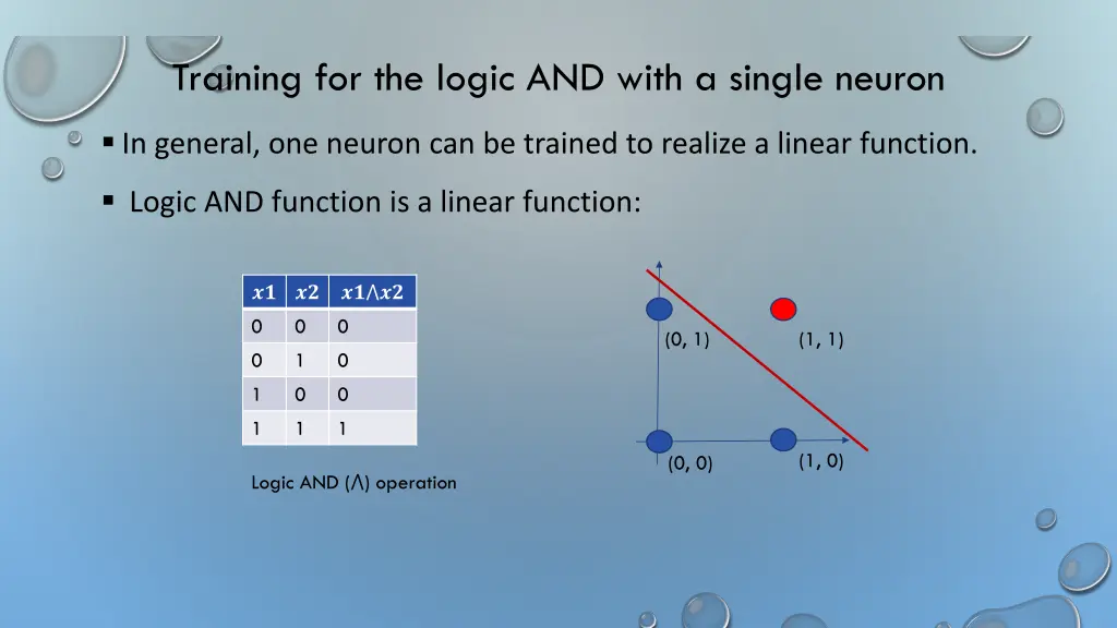 training for the logic and with a single neuron